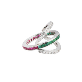Silver stackable changeable ring with multi bands
