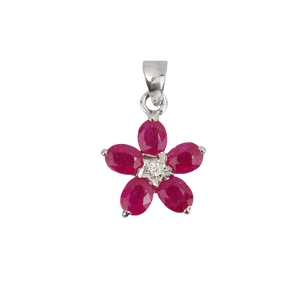 Silver Pendant with Ruby and Diamond