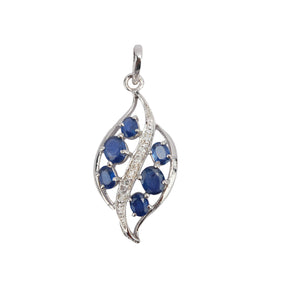 Silver Pendant with Sapphire and Diamond