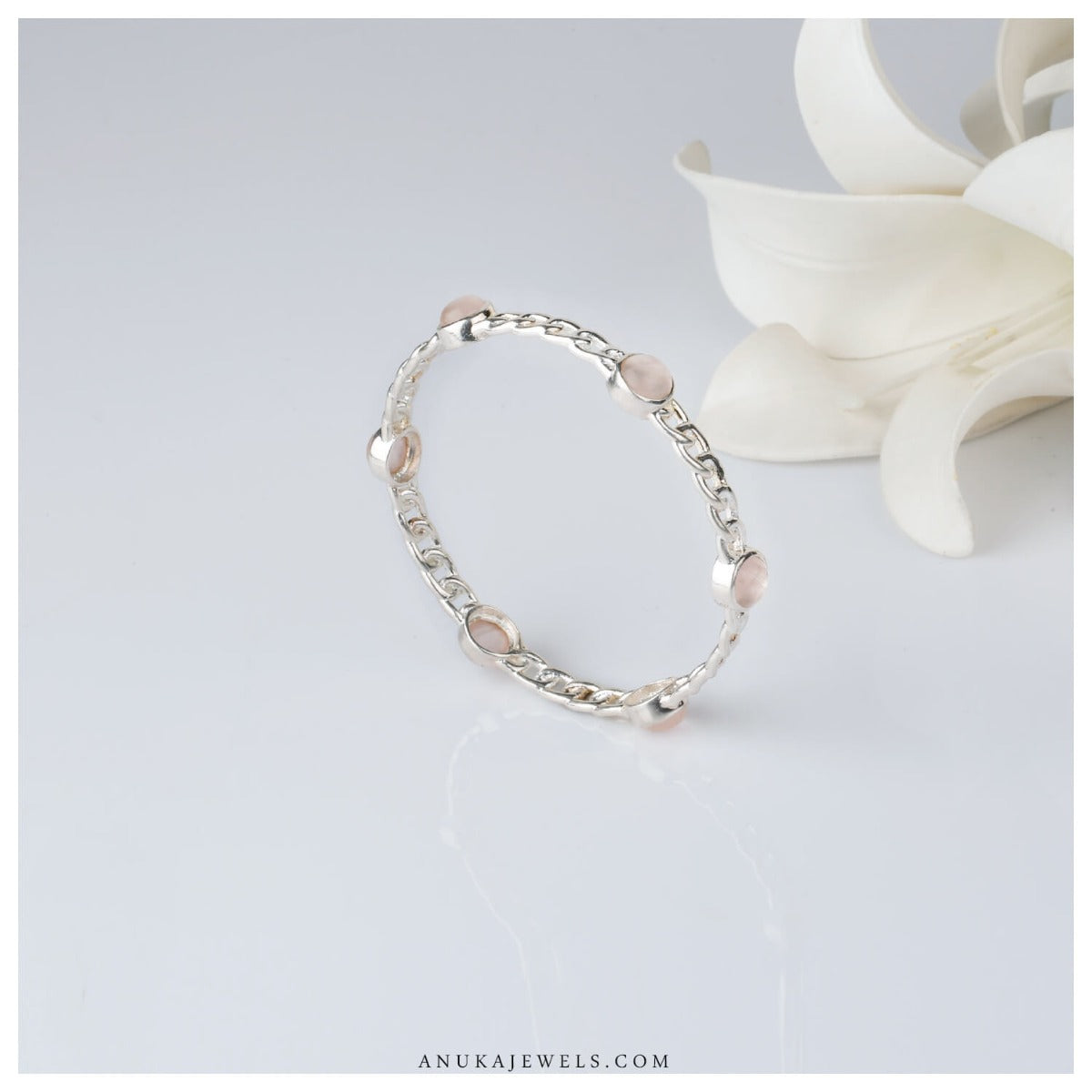 demi-fine gemstone curb chain bangle  handcrafted silver jewellery by Anuka Jewels Udaipur