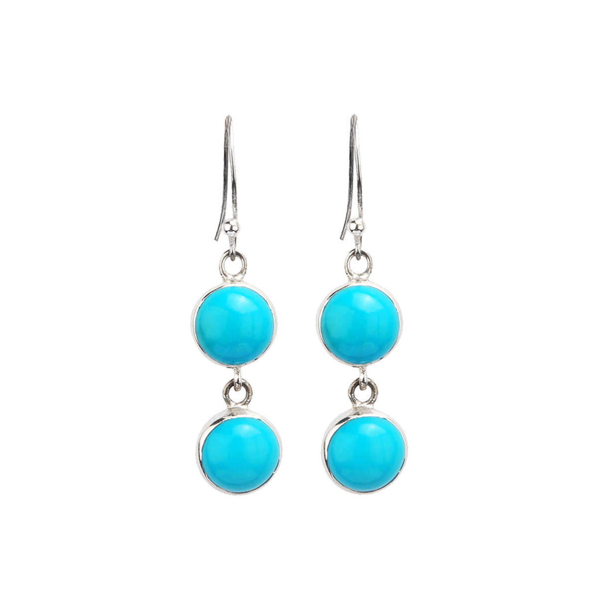 Round turquoise hanging earrings