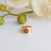 Magnificient gold  plated silver tourmaline ring