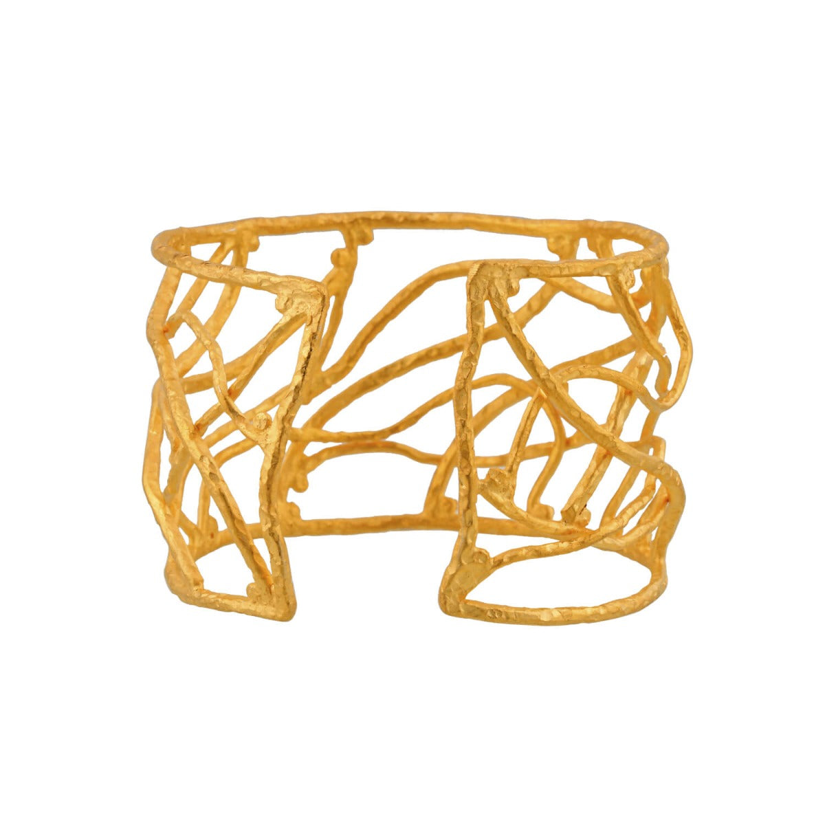 adjustable wire cuff bangle in gold plated silver
